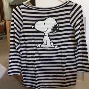 dELiA*s Peanuts baseball sleeve striped tee